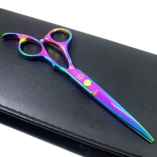 Professional Hair Cutting Shears,6 Inch Barber hair Cutting Scissors Sharp Blades Hairdresser Haircut For Women/Men/kids 420c Stainless Steel (Rainbow)