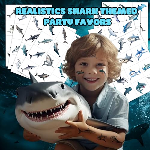 Generic 118 PCS Shark Tattoos Tattoo Temporary Stickers for Boys Kids Adults Themed Birthday Party Favors Decorations Supplies Favors Decor Theme School Prizes Rewards