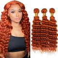 Ginger Deep Wave Human Hair Bundles - 8A Grade, 26-30 Inch