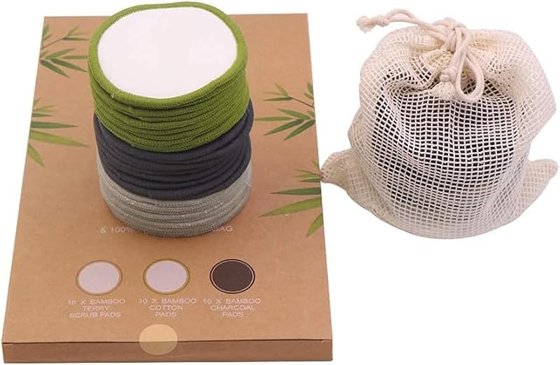 Chloven 30 Pack Reusable Makeup Remover Pads Bamboo Cotton