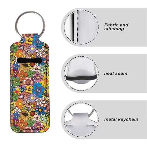Travel Bottle Keychain Holder Set with Neoprene Sleeves