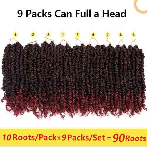 Fulcrum Passion Twist Crochet Hair 12 Inch, 9 Packs Pre Looped Passion Twist Hair, Pre-Twisted Passion Twist Crochet Hair For Black Women (12Inch (Pack of 9), TBUG#)