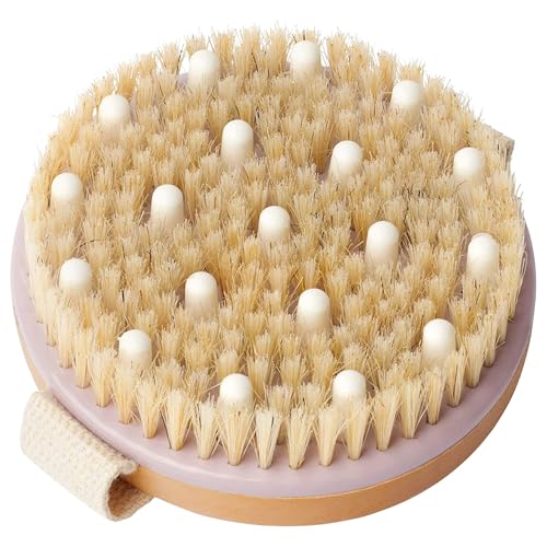 MainBasics Dry Brushing Body Brush with Natural Boar Bristles & Massage Nodes