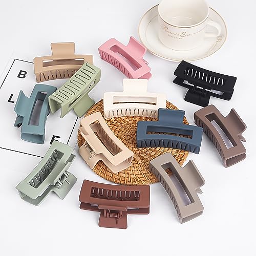 Multicolor 12-Pack Medium Hair Claw Clips 3.5" Strong Hold Non-Slip for Thick & Thin Hair