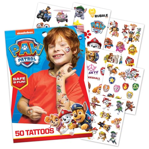 Paw Patrol Temporary Tattoos for Kids, 50-Pack