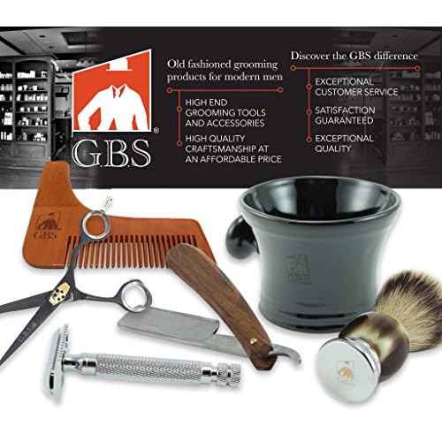 G.B.S Men¡¯s Grooming Shaving Set 9 Pieces, Butterfly Razor, Bowl with Soap, Cologne, Synthetic Bristle Brush and Razor Chrome Stand Aftershave Shower Gel