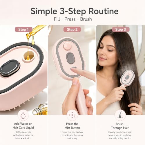Veloxyn Pink 5-in-1 Electric Spray Air Cushion Hair Brush - Rechargeable & Detangling