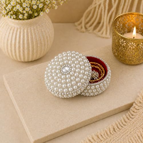 Pearl Jewelry Box Silver 3 Inch Aluminum Organizer