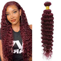 #99J Burgundy Deep Wave Human Hair Bundle - 30 Inch, 100g