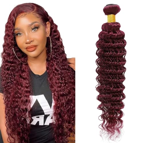 #99J Burgundy Deep Wave Human Hair Bundle - 12 Inch 100g