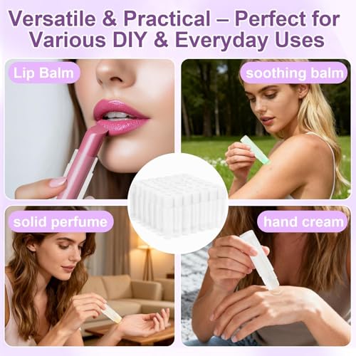 50 PCS Lip Balm Tubes - 5 g Twist-up Lip Gloss Balm Containers BPA Free & Leak Free,Clear Empty Lipstick Tubes with White Caps for DIY Homemade Lipsticks,Chapsticks,Solid Perfume,Gifts