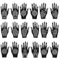 Henna Tattoo Stencil Kit, 18 Self-Adhesive Mehndi Templates