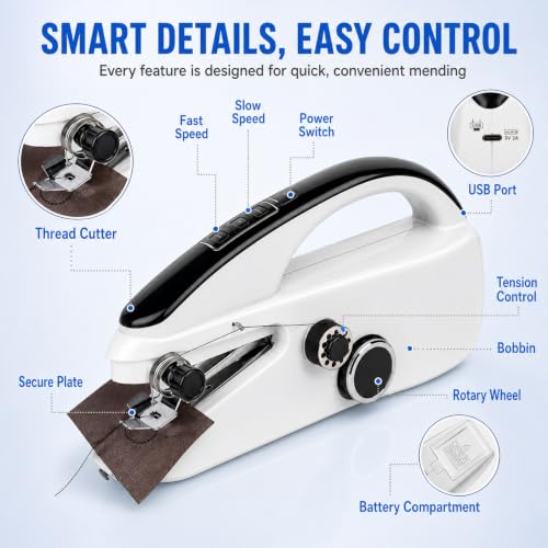 SJIJEJD Handheld Sewing Machine for Adults & Beginners - Variant B, USB Portable