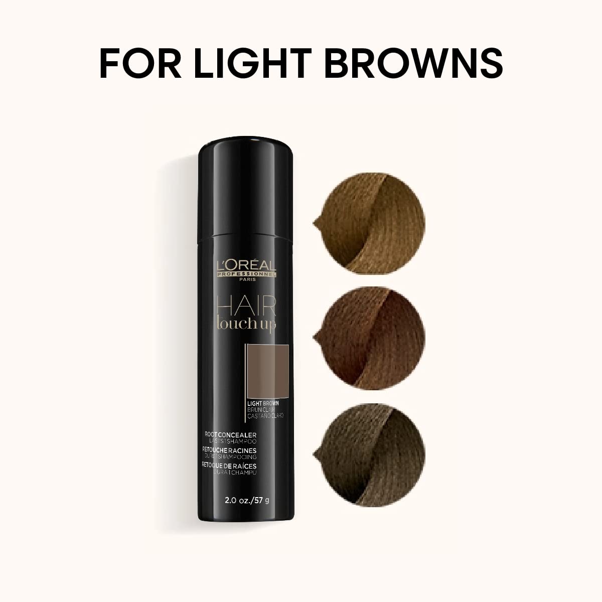 L'Oreal Professionnel Hair Root Touch Up | Root Concealer Spray | Blends and Covers Grey Hair | Temporary Hair Color for Light Brown Hair | 2 Oz.