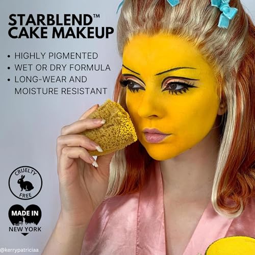 Mehron Makeup StarBlend Cake Makeup | Wet/Dry Pressed Powder Face | Powder Foundation | Black Body and Face Paint 2 oz (56g)