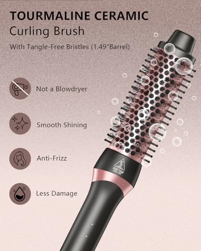 Aduarjo 5-in-1 Ceramic Curling Wand & Brush Set for Beach Waves