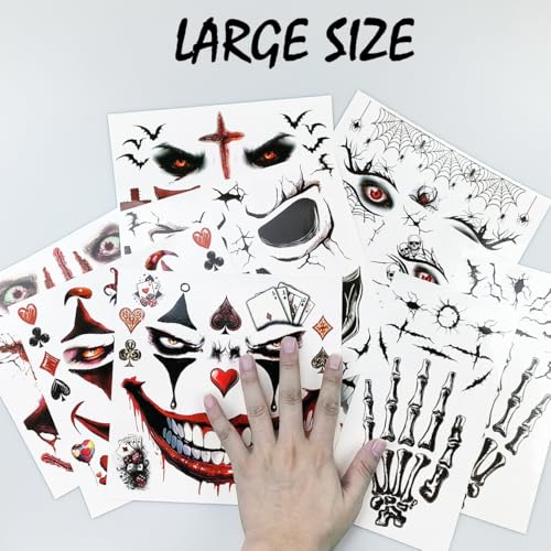 Halloween Face Tattoos - Skeleton Clown Zombie Makeup Kit