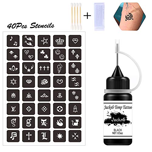 Temporary Tattoo Kit with Jagua Gel Ink - 4 Bottles