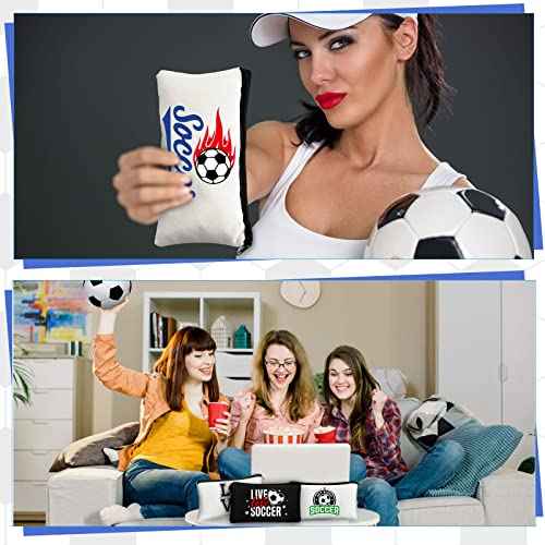 Sweetude 18 Pcs Soccer Gifts Makeup Bag Toiletry Travel Storage Accessories with Zipper Cosmetic Bags Portable Cosmetic Pouch for Soccer Lovers Players Team Fans(Classic)