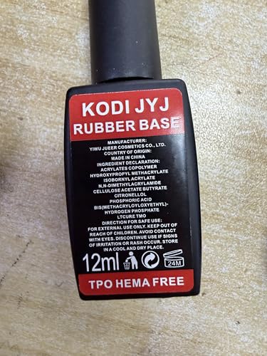 KODI JYJ Rubber Base Gel Polish & No Wipe Top Coat Set 12ml - Long-Lasting Manicure Kit