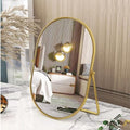 Numjeg 12x9" Oval Vanity Mirror - Gold Metal Frame, 90° Adjustable