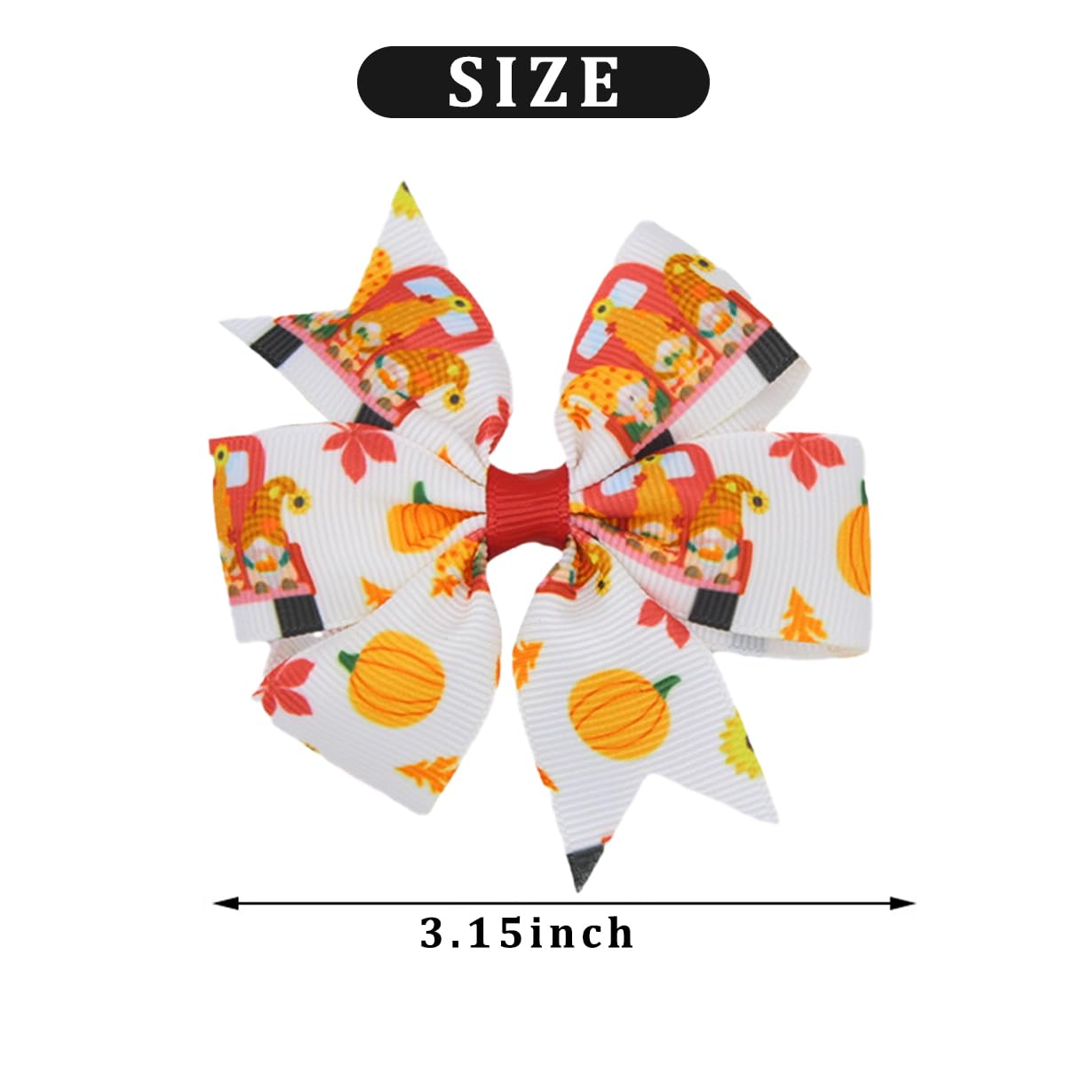 6Pcs Autumn Hair Clip Fall Thanksgiving Hair Bow Clips with Maple Leaf Pumpkin Deisgn for Girls Baby Hair Accessories Fall Hair Clips Alligator Clip Non-slip Fall Thanksgiving Gift for Hair