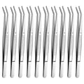 Stainless Steel Tweezers, with Curved Serrated Tip Multipurpose Sewing Machine Tweezers Forceps for Craft Repairing (10PCS)