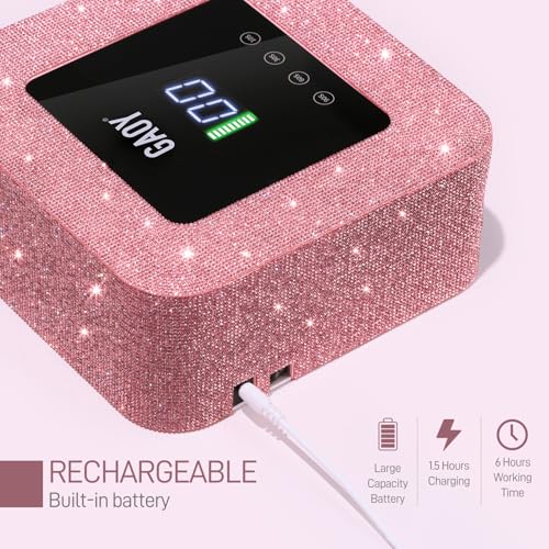 GAOY Cordless UV LED Nail Lamp for Gel Nails, Rechargeable UV Light, Professional Nail Dryer with 4 Timers, Automatic Sensor and Sensitive Mode for Fast Curing, Pink Diamond