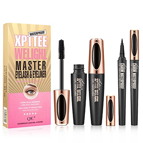 4D Silk Fiber Mascara and Eyeliner Set - Waterproof