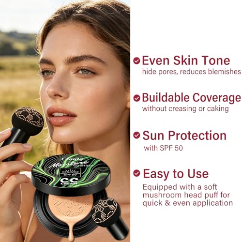 Air Cushion CC Cream Foundation Natural Finish Buildable Coverage for Flawless Skin - Natural