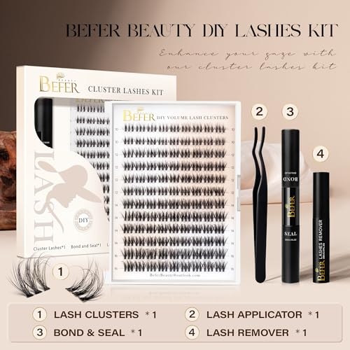 BEFER 3D Curl Lash Clusters Kit - 108 Pcs DIY Volume Lashes