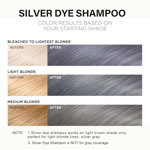 GURKOOYD Silver Hair Dye Shampoo 3-in-1, Instant Hair Color for Women & Men, Semi-Permanent, Herbal Formula, 16.9 Fl Oz