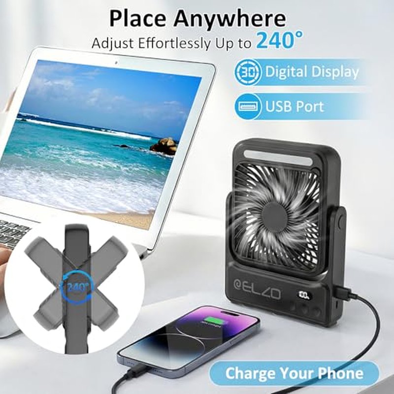 ELZO Magnetic Travel Fan 10000mAh Rechargeable 4-Speed