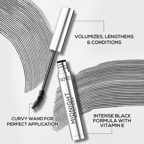 RENEE Midnight Mascara - 360° Wand, Black, Vitamin E