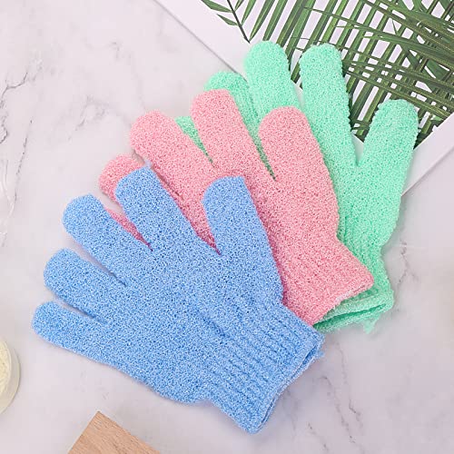 Sibba Exfoliating Bath Gloves 3 Pair - Shower Body Scrub Mitts