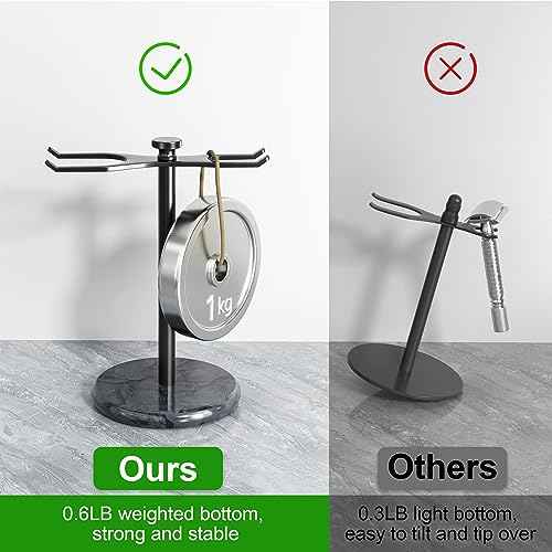 pickpiff Safety Razor Stand with Brush Holder, Marble Base with Black Metal Holder Heavy Duty, Extra Wide Openings, Fits Most Brushes and All Kinds Of Razors