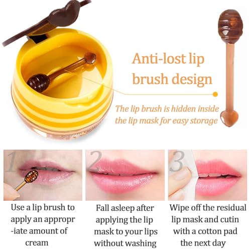 6 PCS Bee Lip Balm Lip Mask Honey Pot, Mothers Day Gifts, Honey Balm Lip Mask Overnight Moisturizing Lip Balm,Sleeping Lip mask Hydrating Prevention Dry & Cracked,Party Favors Birthday Gifts for Women