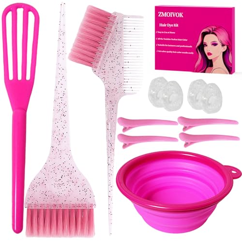Pink Hair Dye Kit 12 pcs Professional Salon Tools for Home Coloring