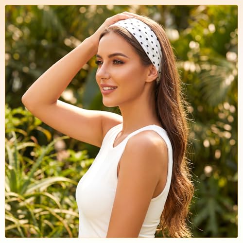 10 Pcs Polka Dot Headbands for Women - Comfortable Elastic Hairbands