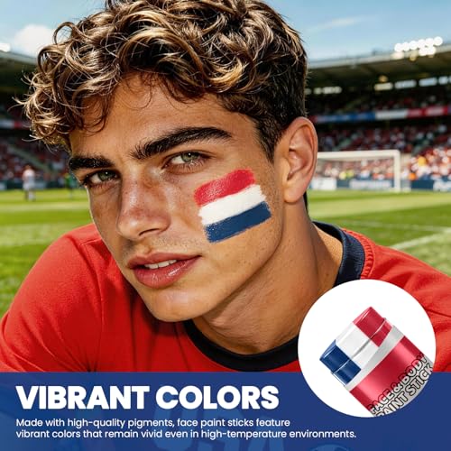 3-in-1 Red, White & Blue Face Paint Stick for Sports Fans