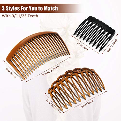 24-Piece French Hair Side Combs Set - 3 Sizes, 4 Colors