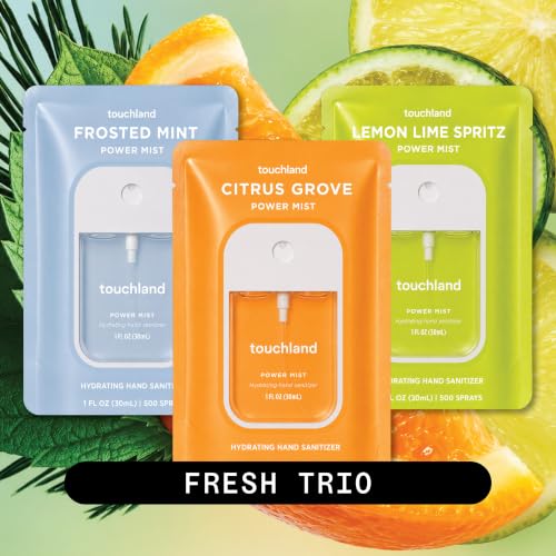 Touchland Fresh Trio Hydrating Hand Sanitizer Spray Set Travel Size - Vegan & Cruelty-Free
