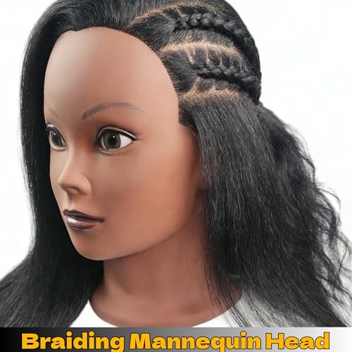 African Mannequin Head with Pre-Stretched Braiding Hair