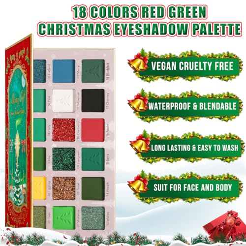 DE'LANCI 18 Color Christmas Eyeshadow Palette - Matte & Shimmer