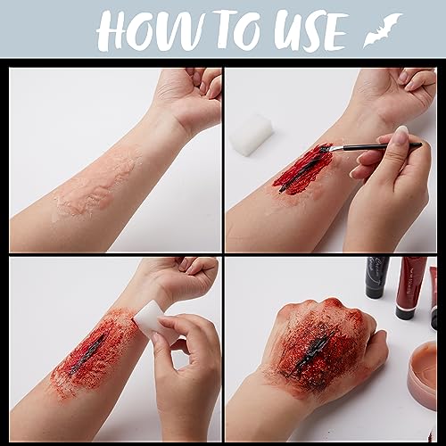 Halloween Makeup Kit 16 Pcs Face Paint Fake Blood Zombie Costume