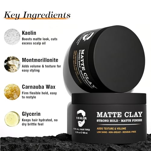 Men's Matte Hair Clay – Strong Hold, Flake-Free