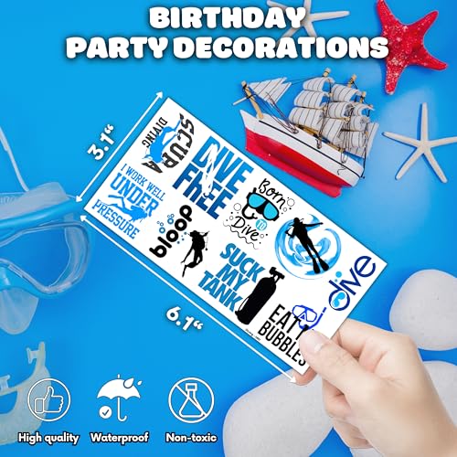 Scuba Diving Temporary Tattoos for Kids - 100 PCS Ocean Party Favors