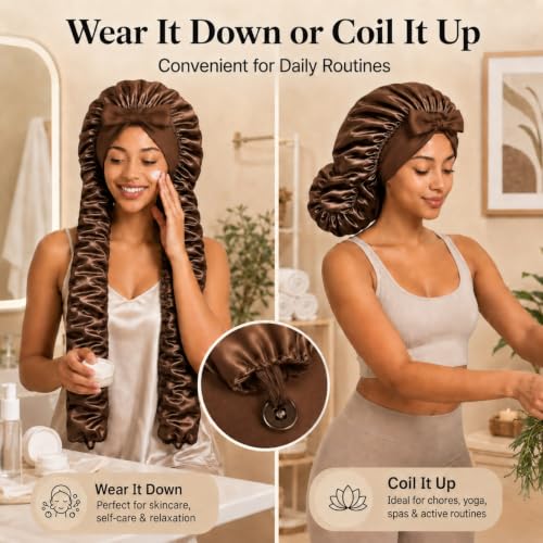 Double Layer Satin Bonnet for Long Hair - Heatless Curl Cap