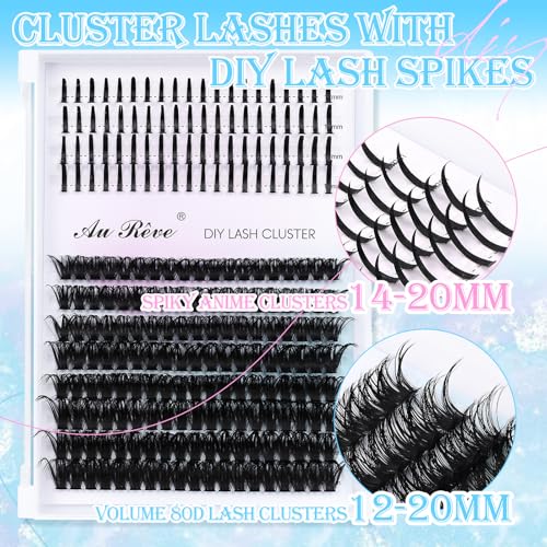 AuReve 12-20mm Spiky & Fluffy Lash Clusters 80D Volume Eyelash Extensions - Mix