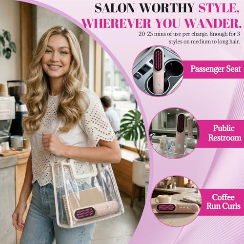 GEVOODIX Cordless Hair Straightening Comb - Mini Travel Brush